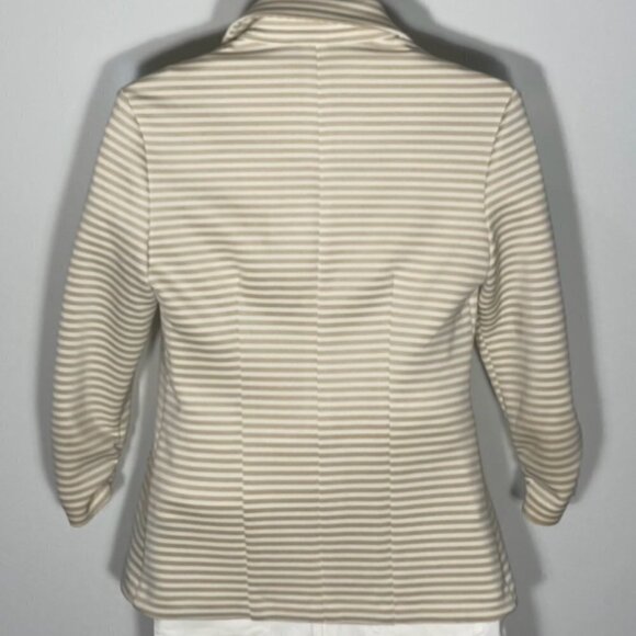 Soho Neutral Khaki & Ivory Stiped One Button Blazer SZ S - Picture 2 of 3
